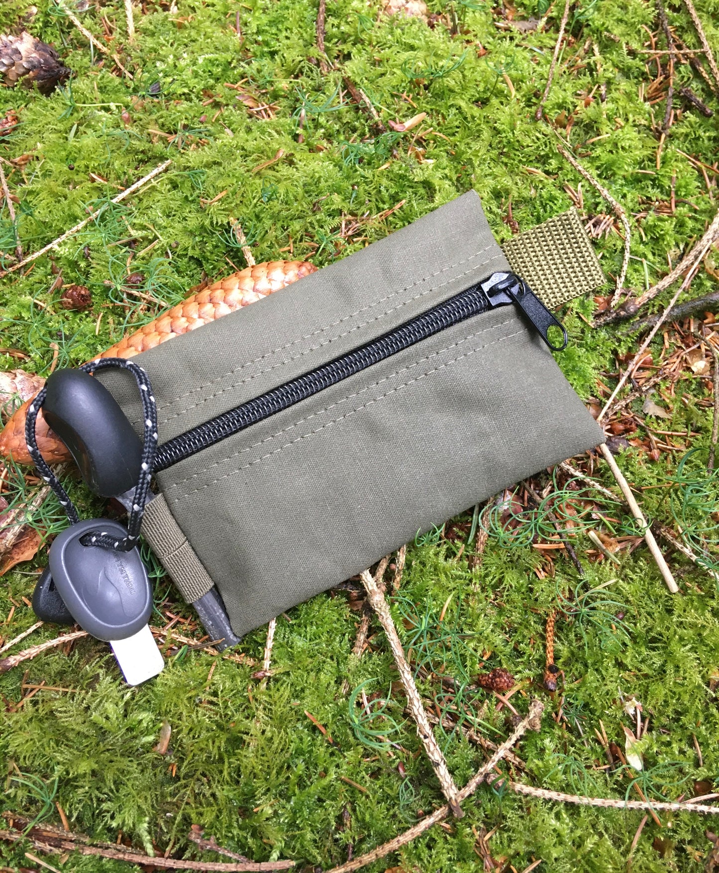Bushcraft Tinder Pouch Firesteel Canvas Baumwolle EDC Olivgrün wasserdicht YKK