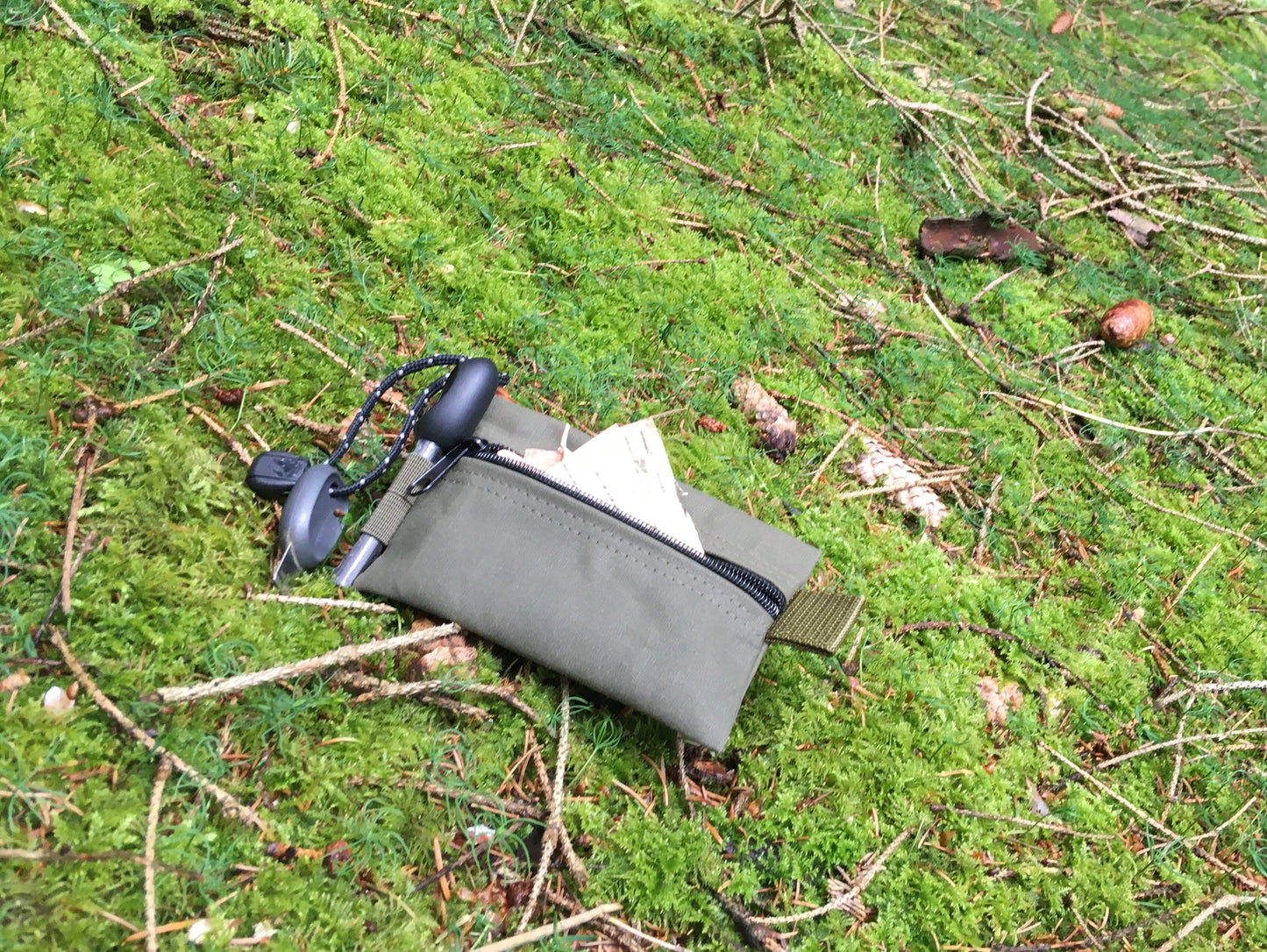Bushcraft Tinder Pouch Firesteel Canvas Baumwolle EDC Olivgrün wasserdicht YKK