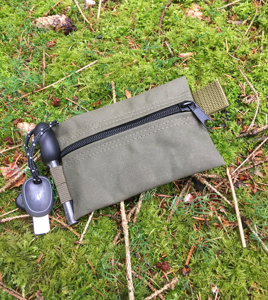 Bushcraft Tinder Pouch Firesteel Canvas Baumwolle EDC Olivgrün wasserdicht YKK
