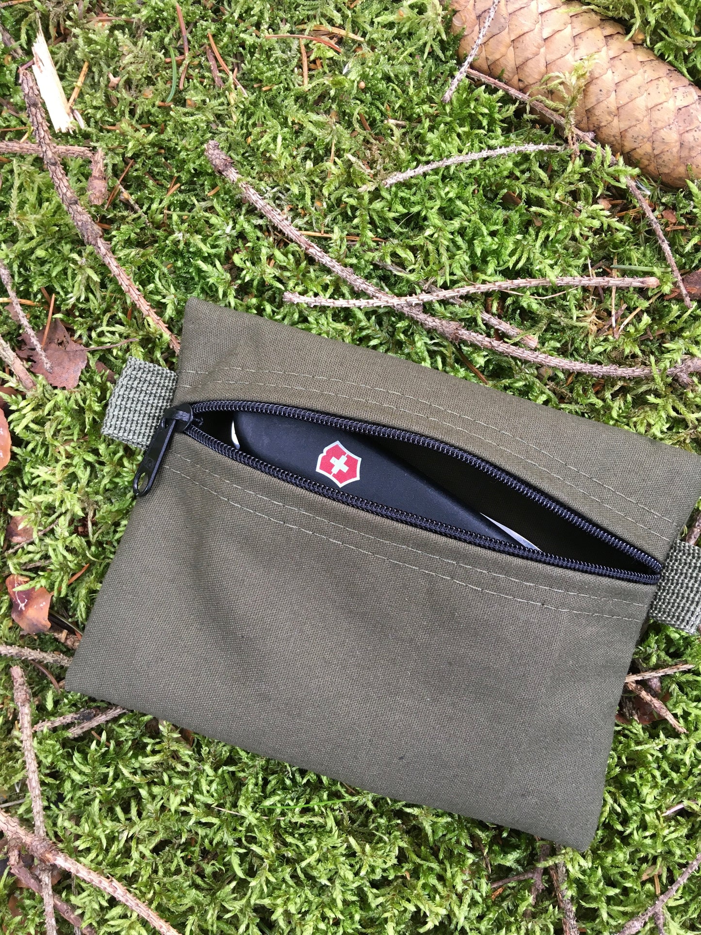 Bushcraft Pouch Survival Outdoor Camping Canvas Baumwolle EDC Olivgrün wasserdicht YKK