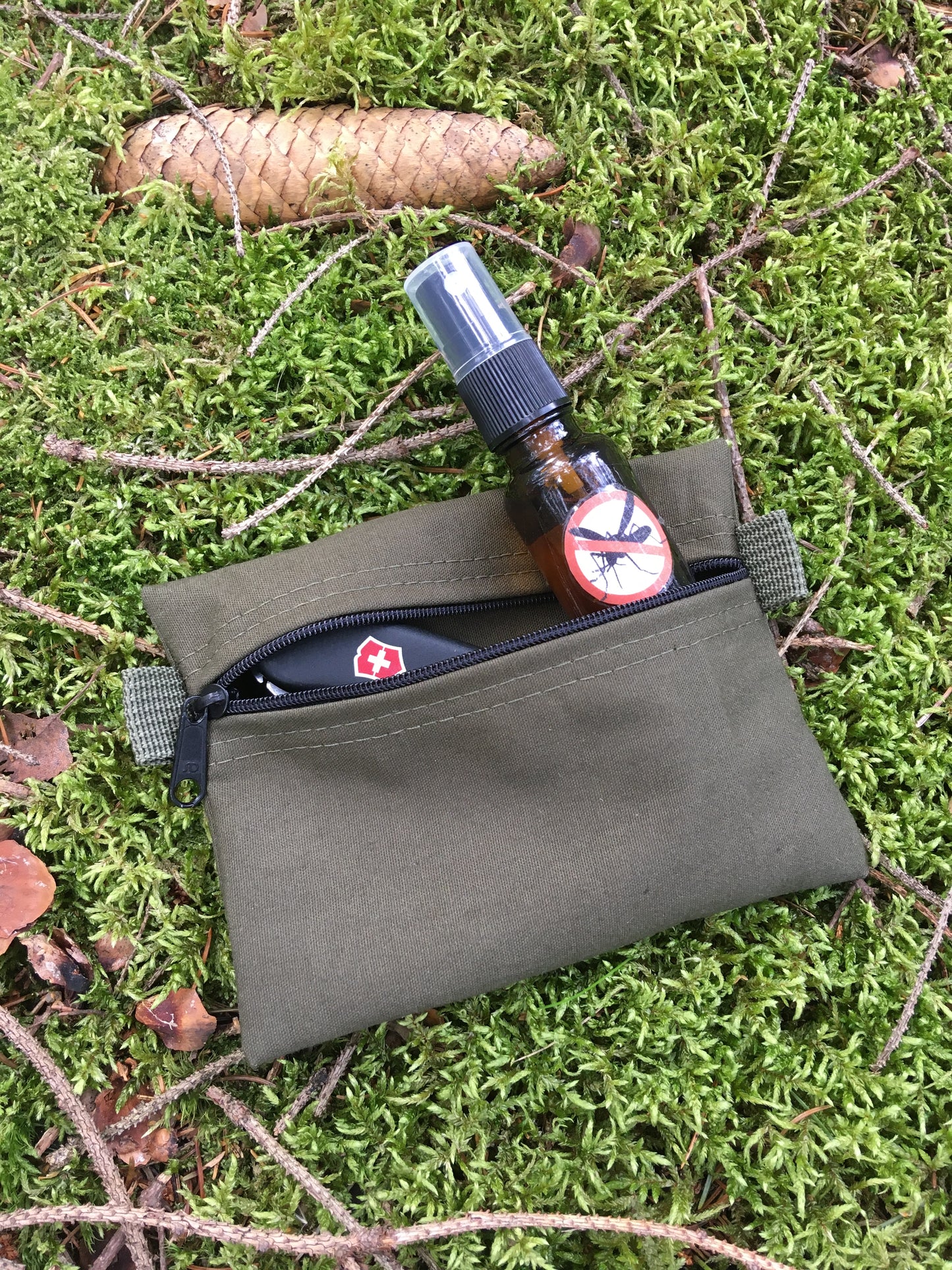 Bushcraft Pouch Survival Outdoor Camping Canvas Baumwolle EDC Olivgrün wasserdicht YKK