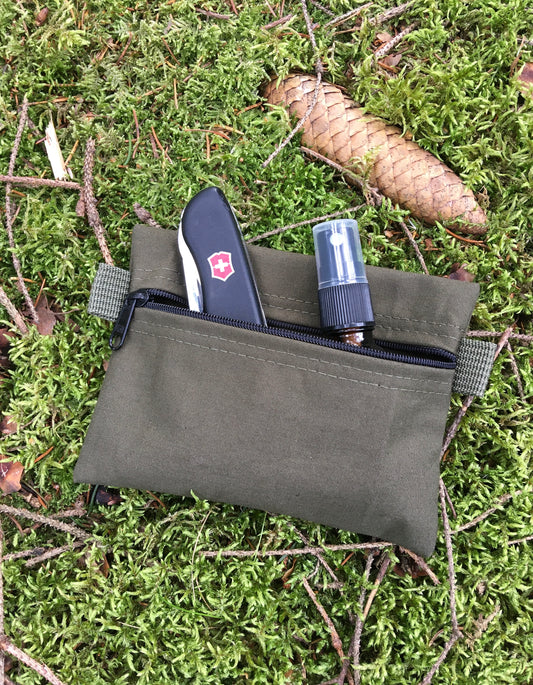 Bushcraft Pouch Survival Outdoor Camping Canvas Baumwolle EDC Olivgrün wasserdicht YKK