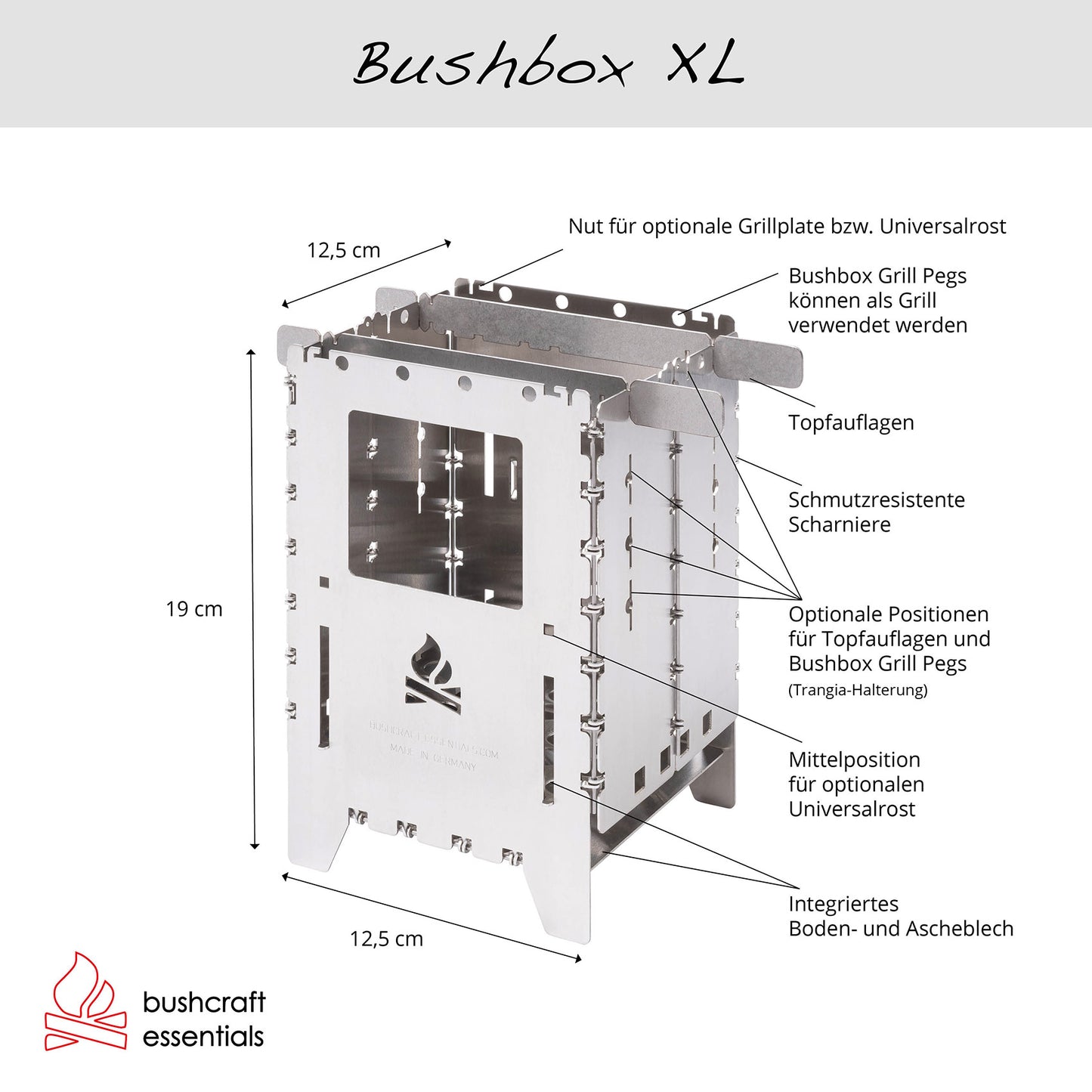 Bushbox XL Profi Set Edelstahl Bushcraft-Essentials Made in Germany