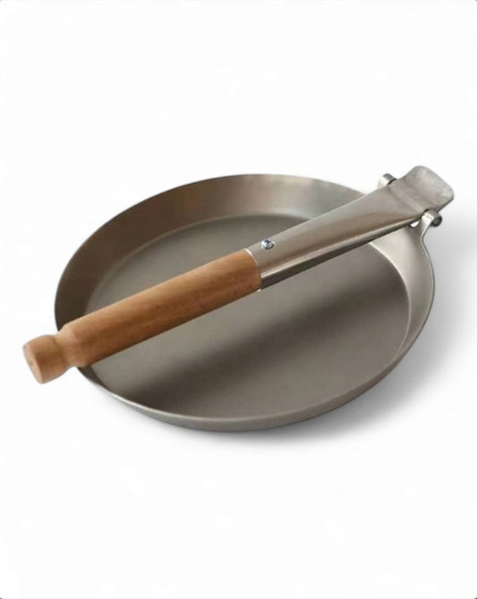 Jägerpfanne Ø21 cm mit Klappgriff aus Birkenholz – 26 cm Grifflänge