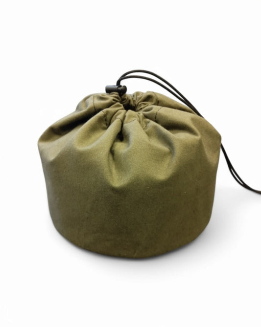 Transportbeutel mit Kordelzug für Topf oder Teekessel – Canvas Stoff, Olivgrün
