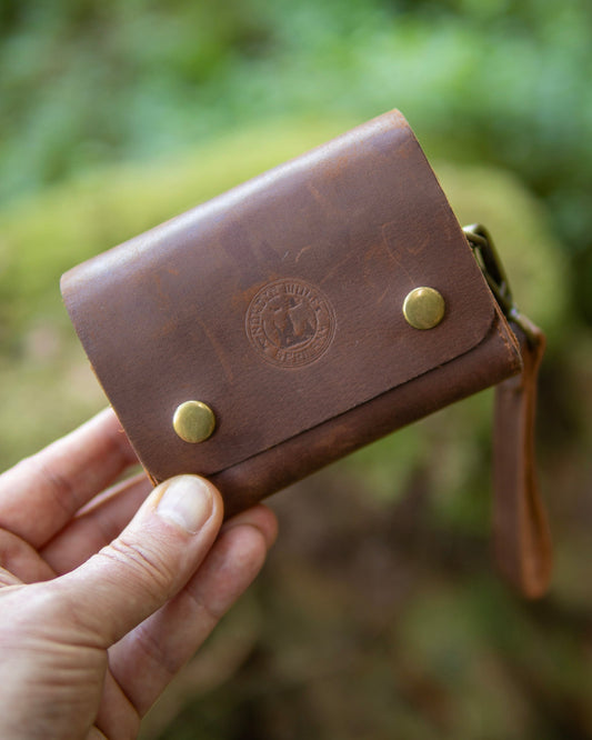 Gewürztasche aus Leder handgefertigt inklusive 3 Glassfläschchen