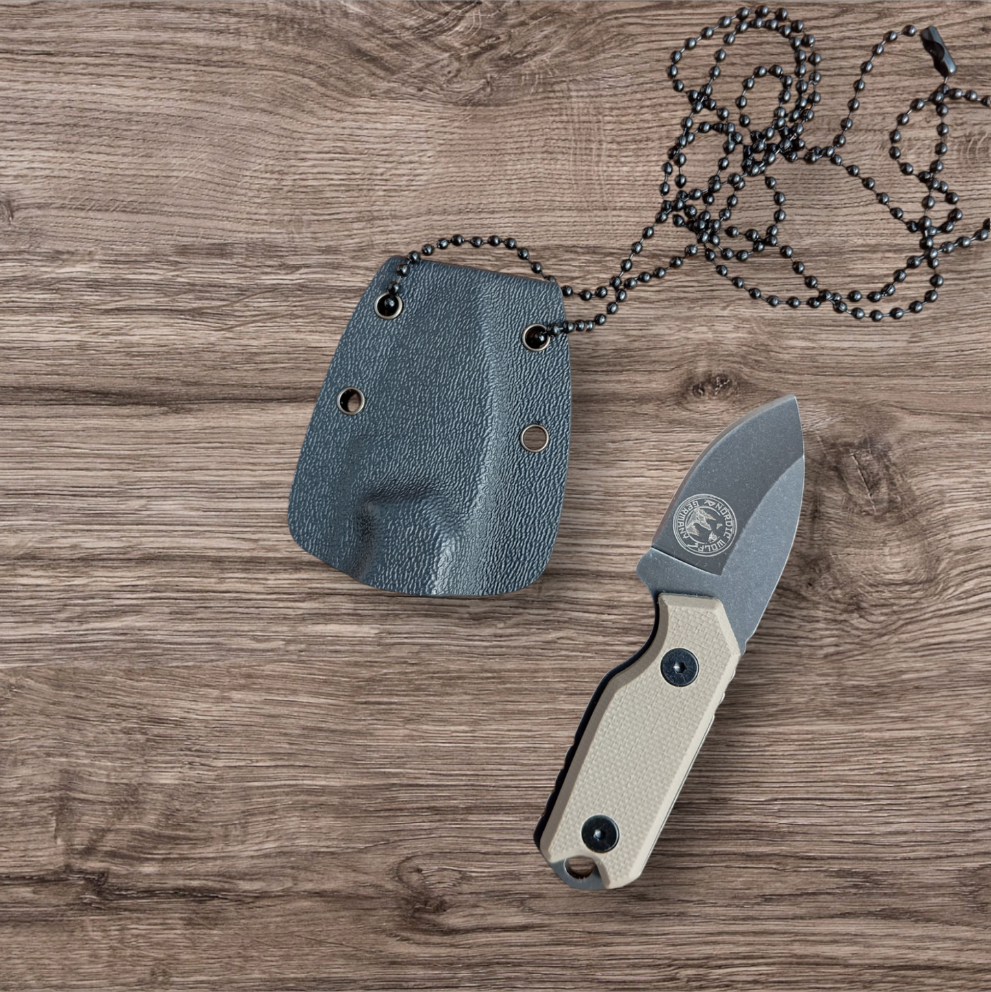 Neck Knife "MINI" Messer 440C Stahl mit Kydexscheide und Kette, G10 Griff