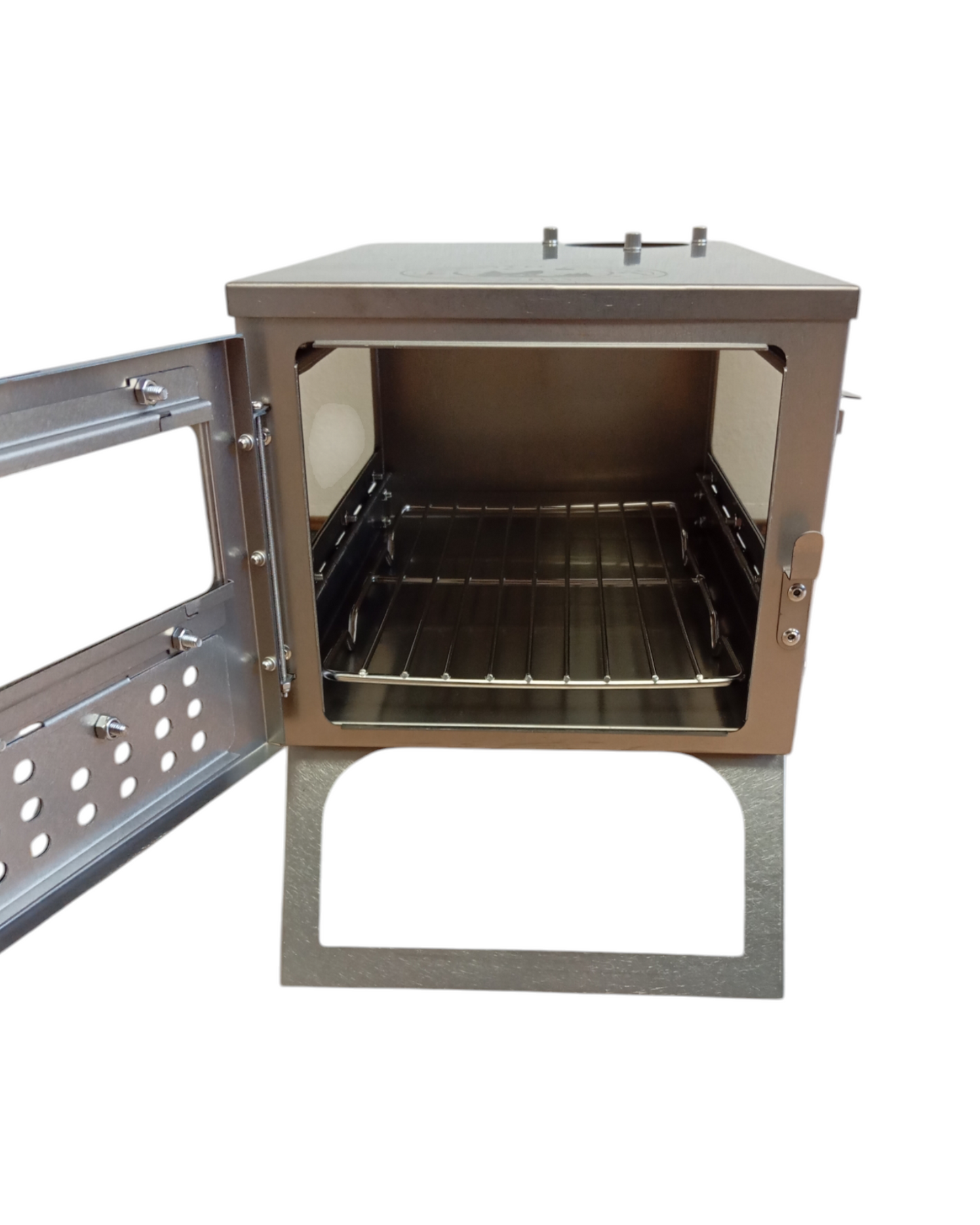Tent stove made of stainless steel – foldable with windows – 2m stove pipe ø 6cm