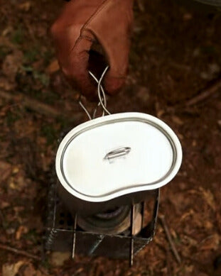 Stainless steel 1.2 liter canteen set with pot and lid – including cotton bag with Molle system