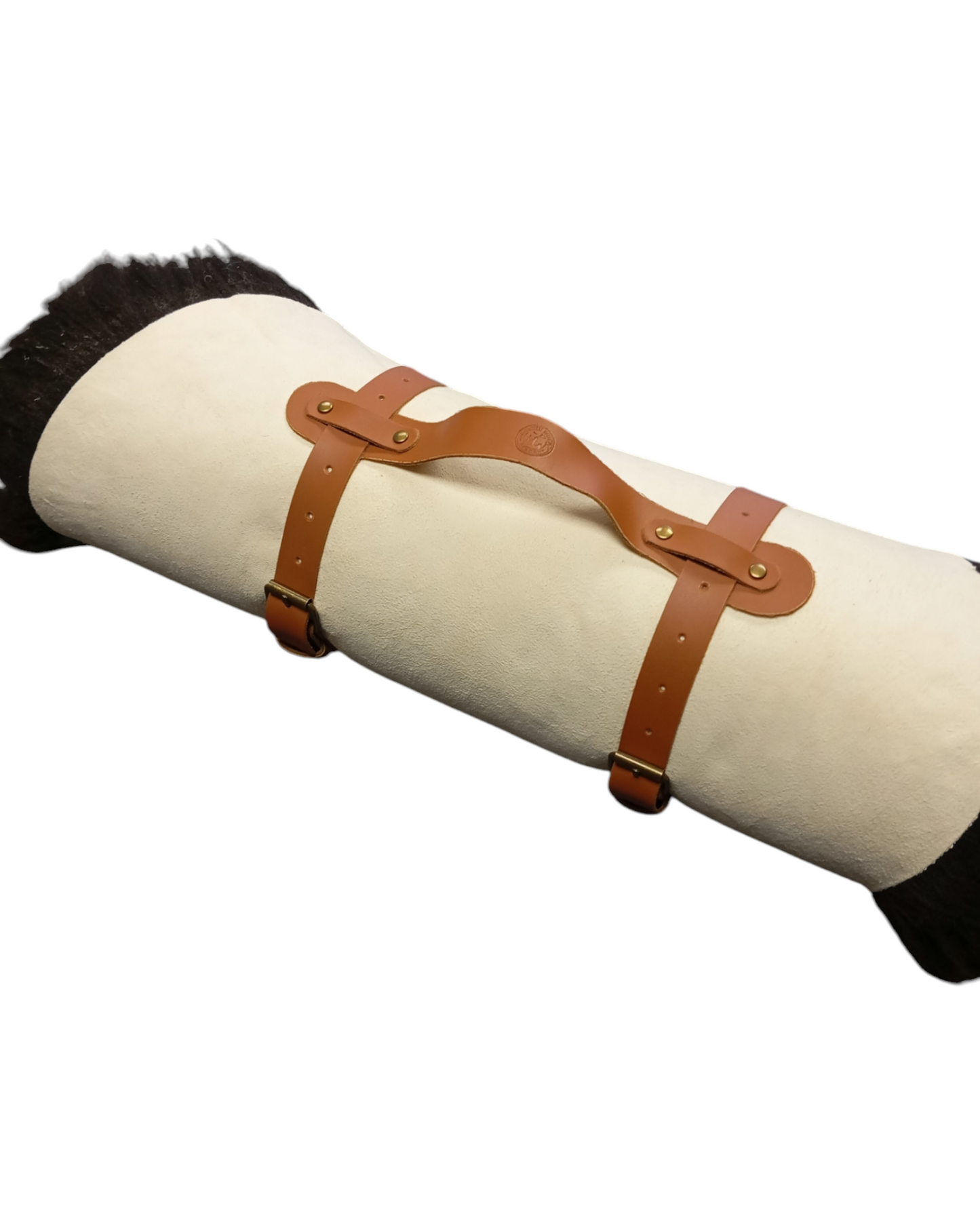 Ledergurt/Tragegurt für Wolldecke - Cognac