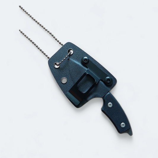 Neck Knife Messer 440C Stahl Kydexscheide mit Halskette und Gürtelclip G10 Griff Schwarz