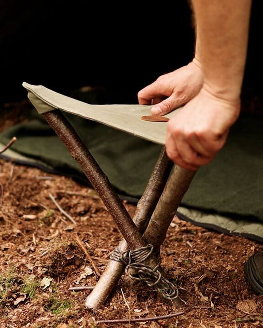 Dreibein-Sitz Canvas Baumwolle Olivgrün Hocker