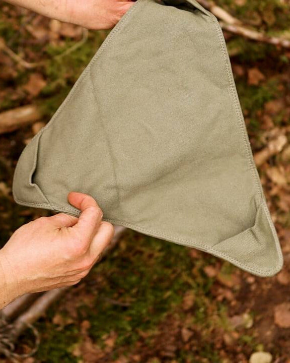 Dreibein-Sitz Canvas Baumwolle Olivgrün Hocker
