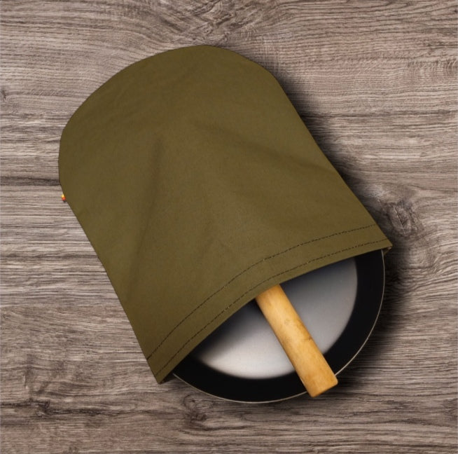 Carrying bag for pan with folding handle (Ø 24 cm) – Waterproof canvas in olive green