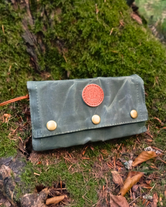 Gewürztasche mit 5 Glasfläschchen 50ml - Canvas Tasche Olivgrün