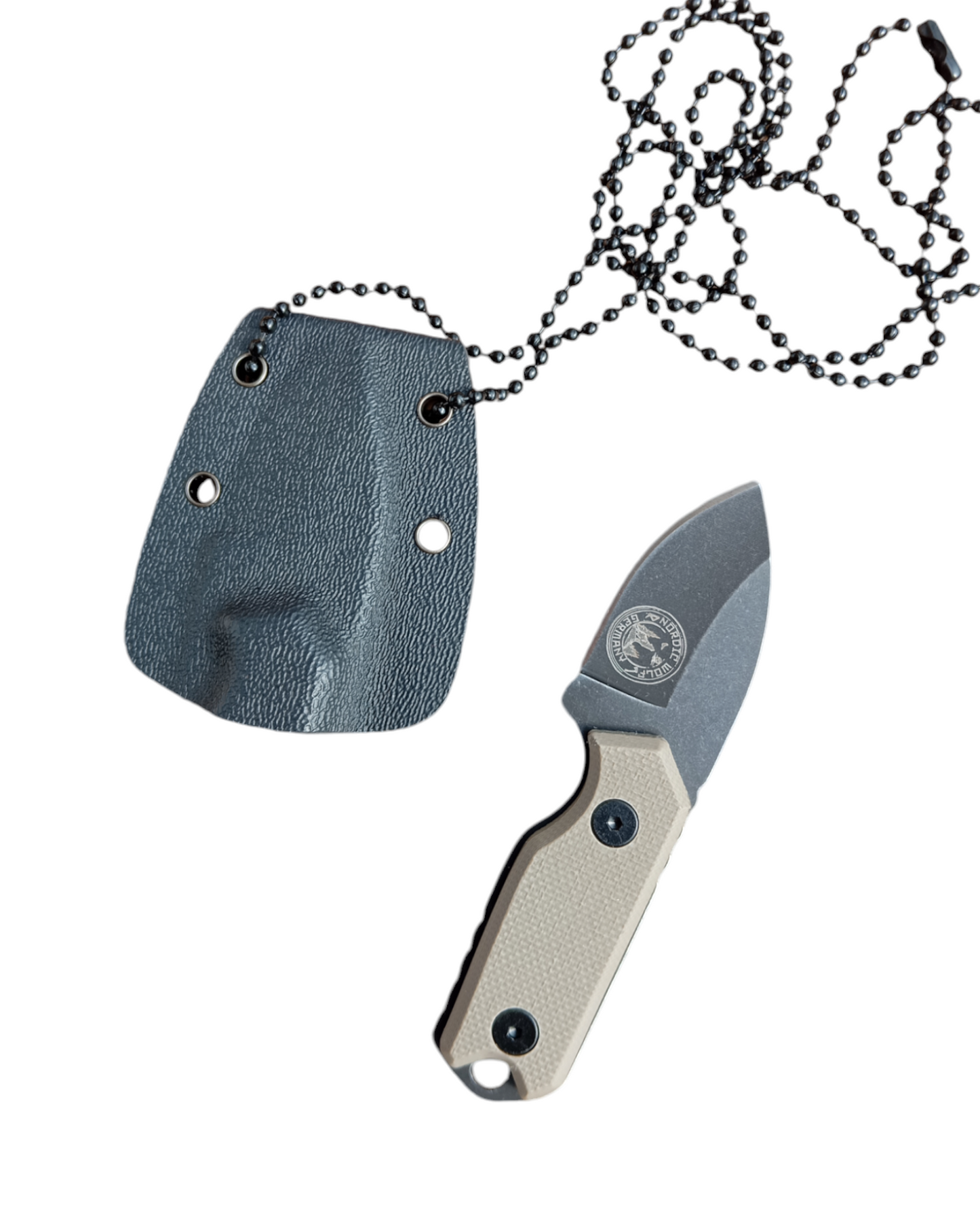 Neck Knife "MINI" Messer 440C Stahl mit Kydexscheide und Kette, G10 Griff