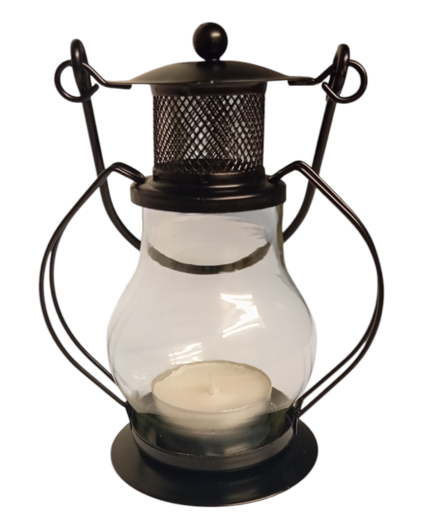 Retro mini lantern made of metal and glass – black
