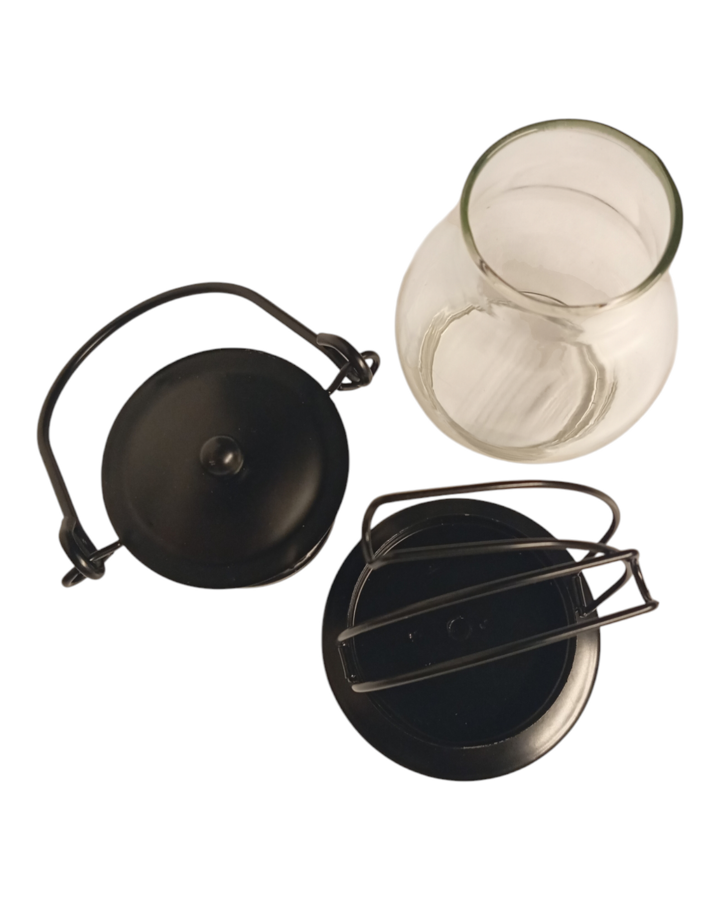 Retro mini lantern made of metal and glass – black