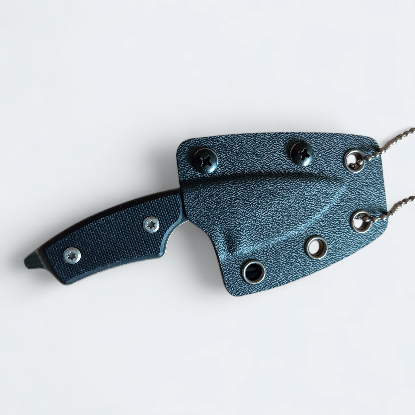 Neck Knife Messer 440C Stahl Kydexscheide mit Halskette und Gürtelclip G10 Griff Schwarz