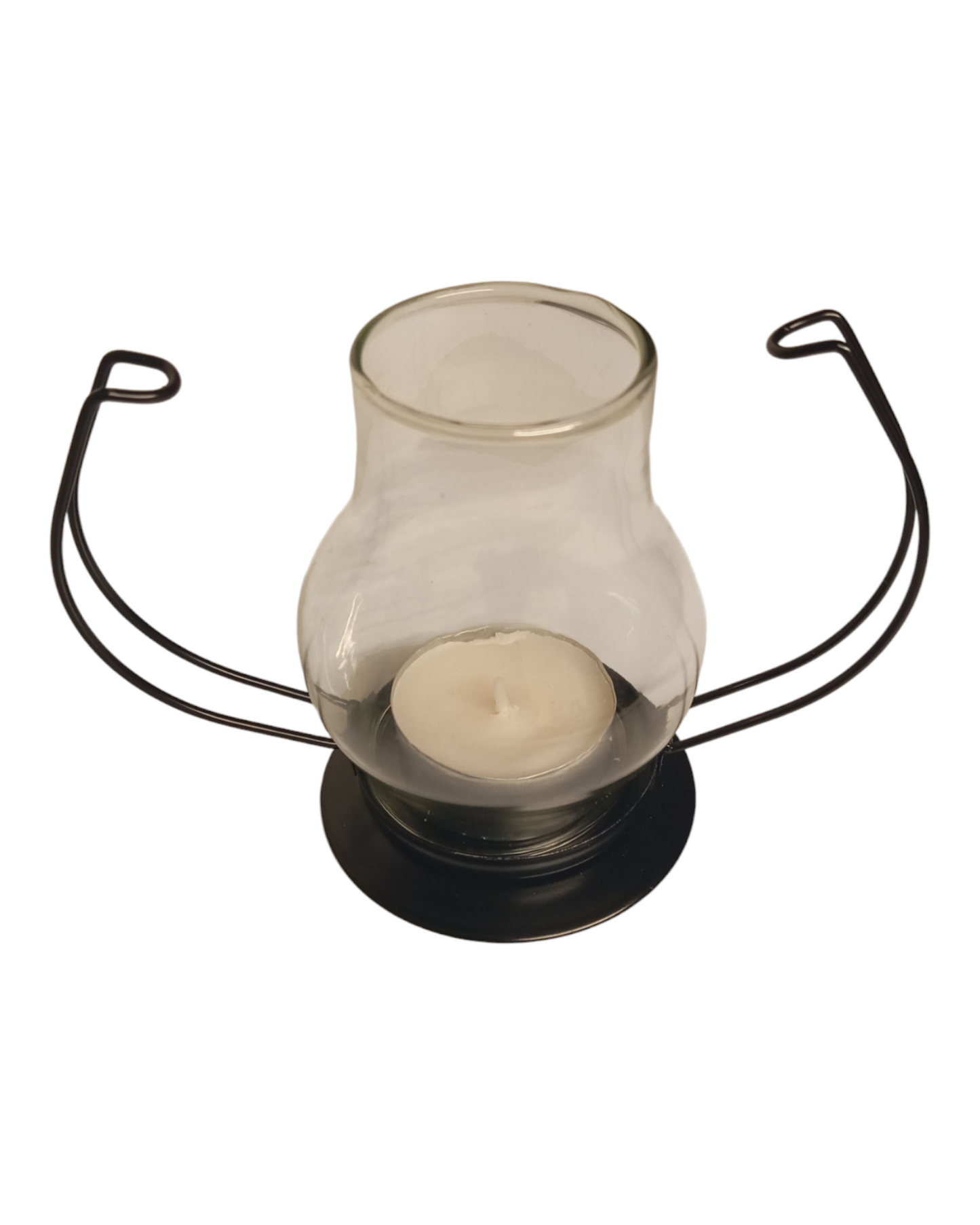 Retro mini lantern made of metal and glass – black