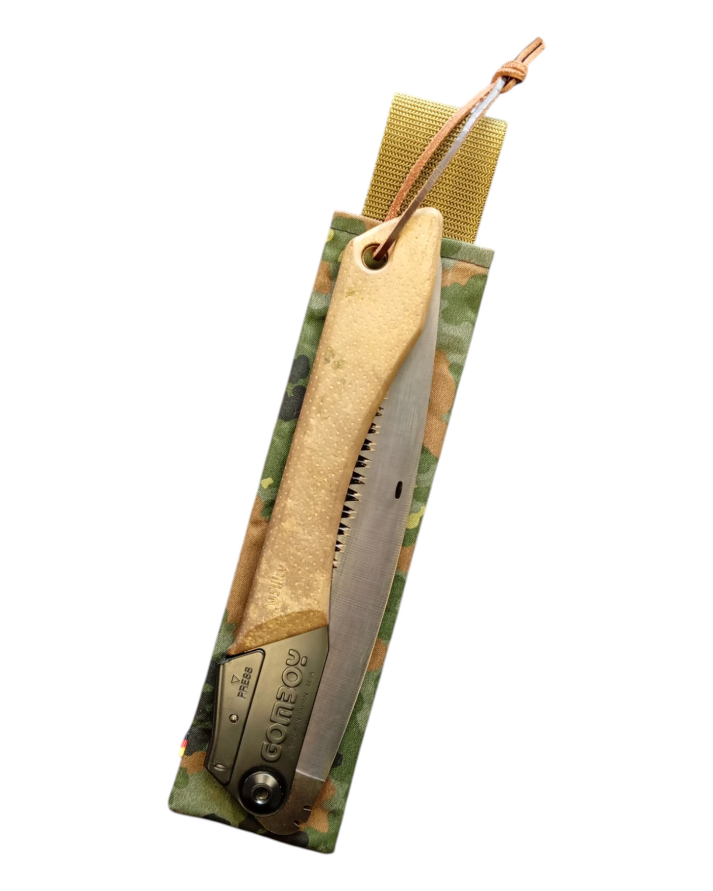 Carrying bags for the Silky Gomboy 240 folding saw in camouflage
