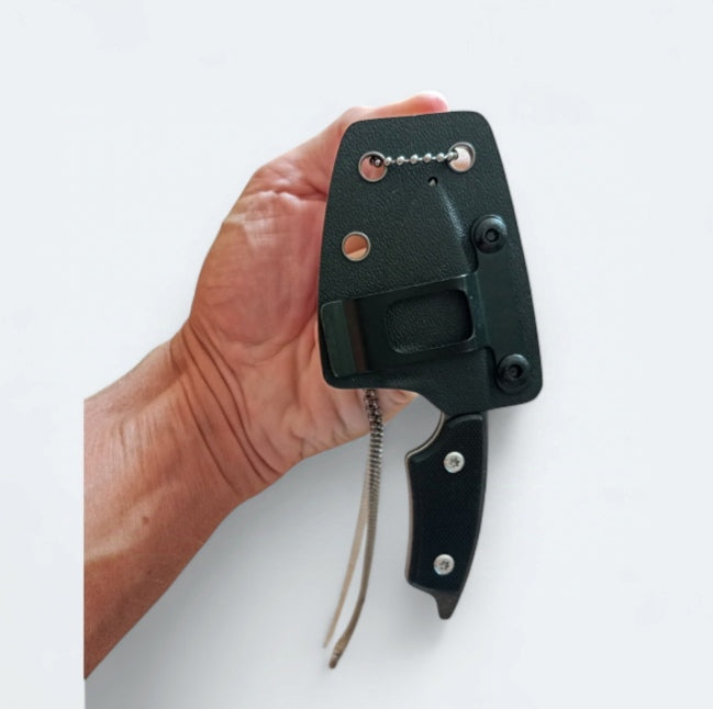 Neck Knife Messer 440C Stahl Kydexscheide mit Halskette und Gürtelclip G10 Griff Schwarz