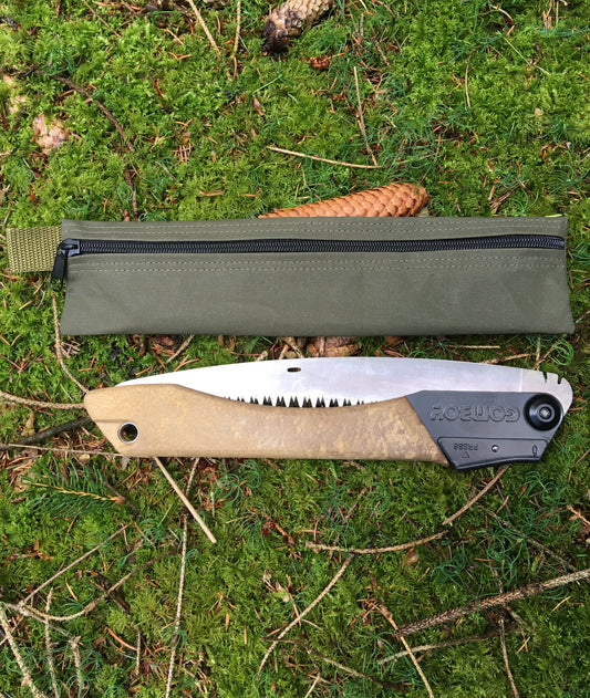 Estuche de transporte para sierra plegable Silky Gomboy 240 Lona Algodón Verde Oliva Impermeable YKK