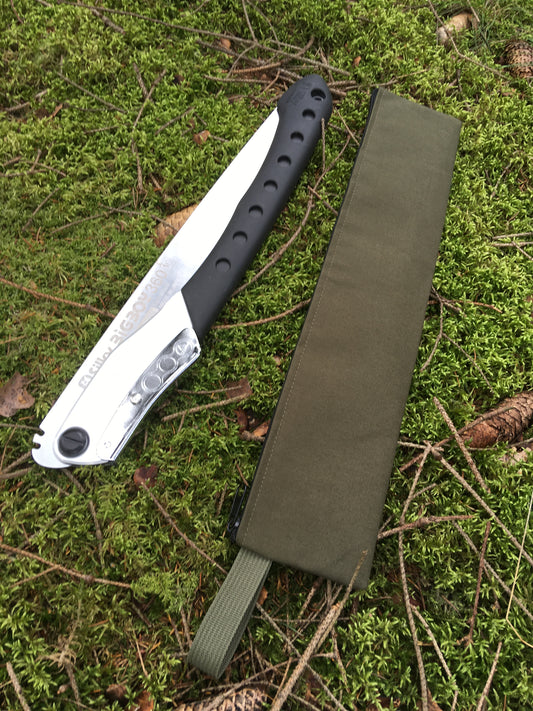 Estuche de transporte para sierra plegable Silky Bigboy 360 Lona Algodón Verde Oliva Impermeable YKK
