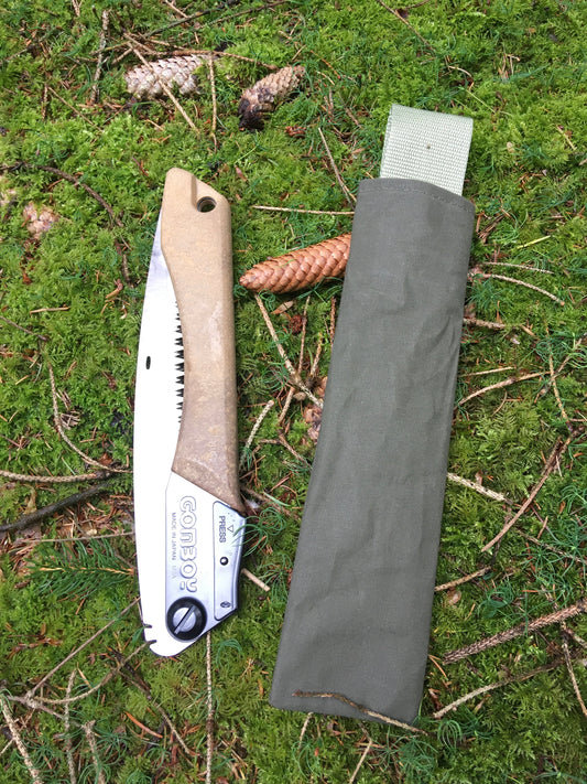 Estuche de transporte para sierra plegable Silky Gomboy 240 Lona Algodón Verde Oliva Impermeable