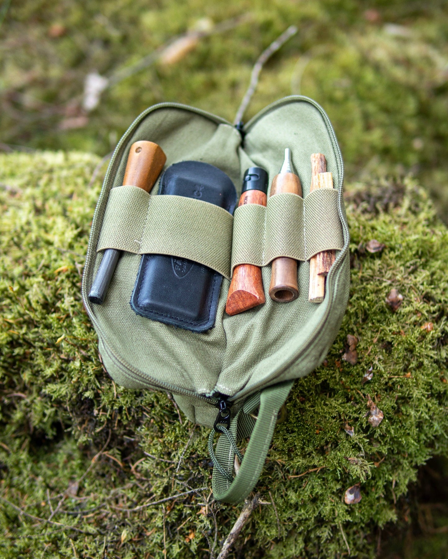 Bolsa organizadora de lona verde oliva con cremallera YKK
