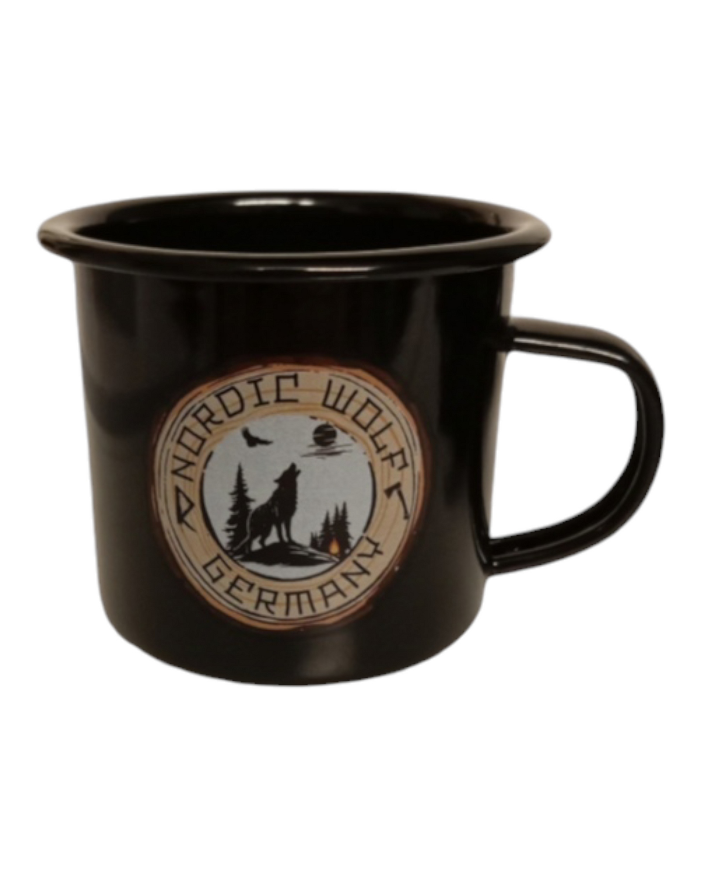 Taza Emillie de 350 ml, color negro, ideal para bushcraft, acampada al aire libre y senderismo.