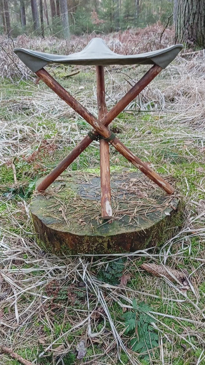 Dreibein-Sitz Canvas Baumwolle Olivgrün Hocker