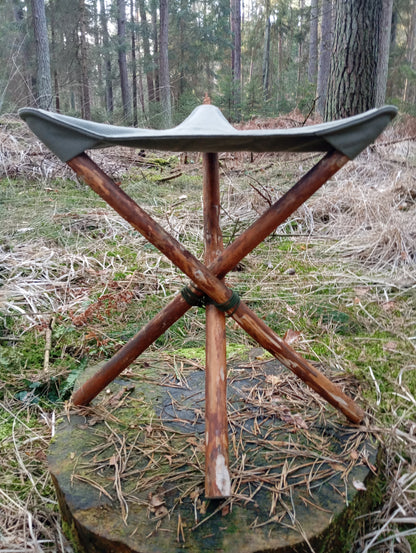 Dreibein-Sitz Canvas Baumwolle Olivgrün Hocker