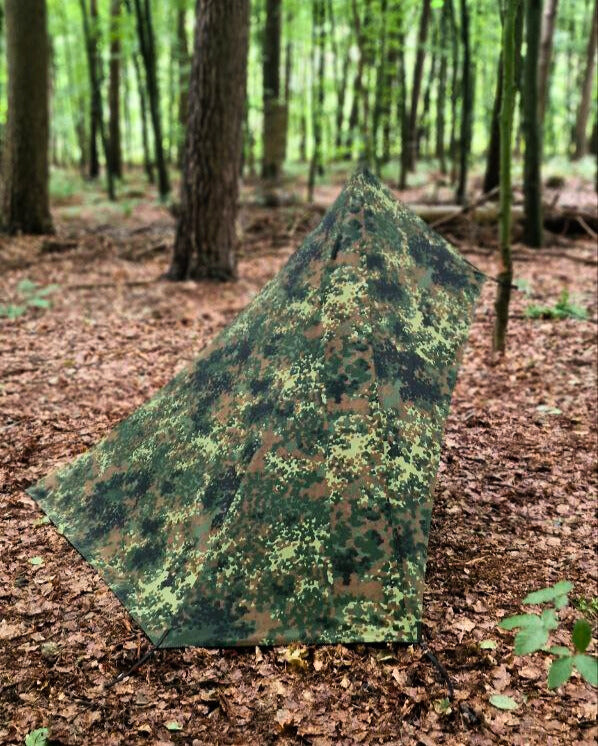 Canvas Lavvu Zelt "Loki" Flecktarn – 1-Personen Bushcraft-Zelt – Made in Germany