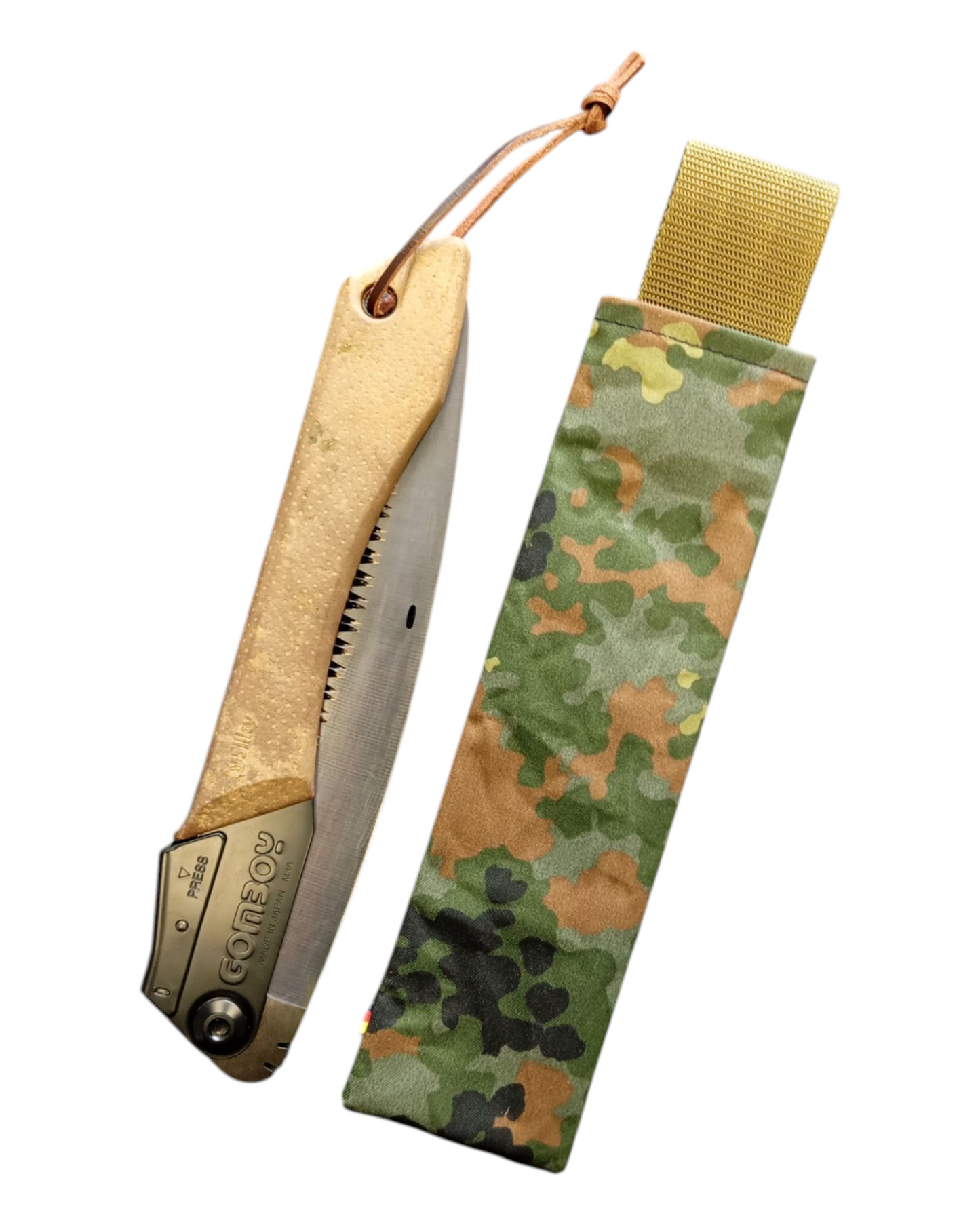 Carrying bags for the Silky Gomboy 240 folding saw in camouflage
